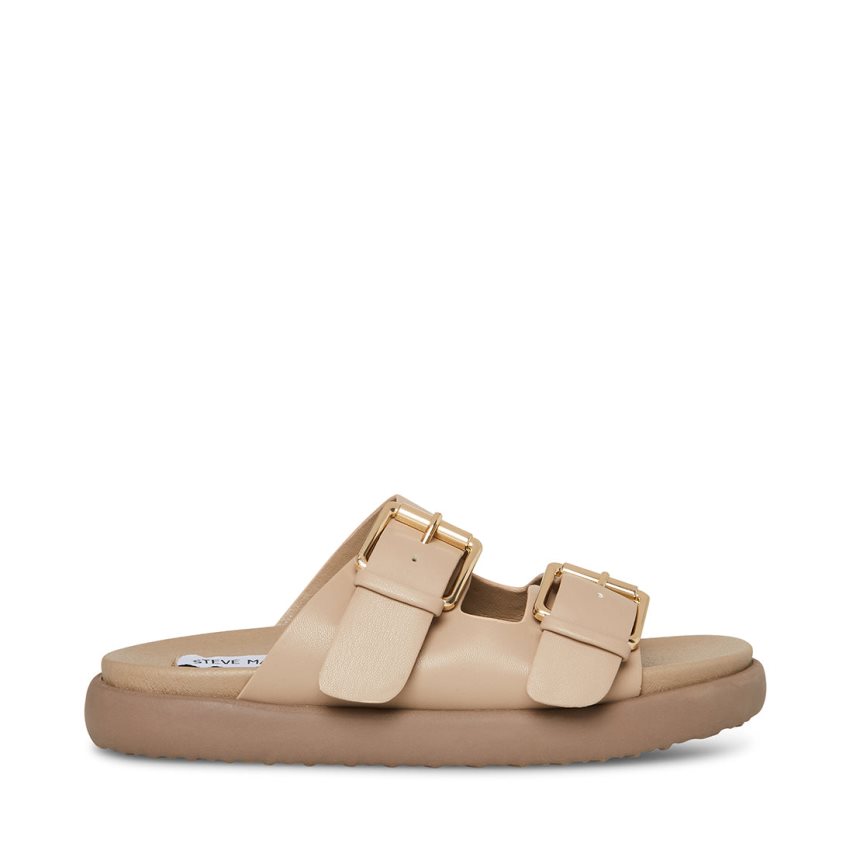 Beige Steve Madden Nevara Women's Slides | PH 4738IHA